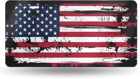 Vintage American Flags Front License Plate Aluminum Decorative License Plates Funny Metal Car Plate 6"X12" Novelty Vanity Tag Cover with 4 Holes Car Decor Accessory in Saudi Arabia