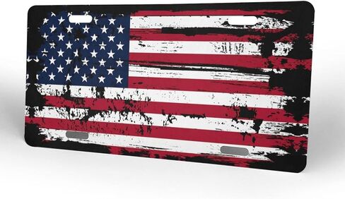 Vintage American Flags Front License Plate Aluminum Decorative License Plates Funny Metal Car Plate 6"X12" Novelty Vanity Tag Cover with 4 Holes Car Decor Accessory in Saudi Arabia