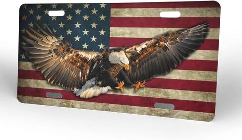 Vintage American Flags Front License Plate Aluminum Decorative License Plates Funny Metal Car Plate 6"X12" Novelty Vanity Tag Cover with 4 Holes Car Decor Accessory in Saudi Arabia