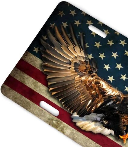 Vintage American Flags Front License Plate Aluminum Decorative License Plates Funny Metal Car Plate 6"X12" Novelty Vanity Tag Cover with 4 Holes Car Decor Accessory in Saudi Arabia
