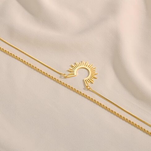 Layered Gold Neckleces for Women, Herringbone Dainty 14K Gold Plated Pendant Necklace for Women Layering Stack Choker Chain Necklace Non Tarnish Trendy Snake Paperclip Necklace Set Jewelry for Women Gift in Saudi Arabia