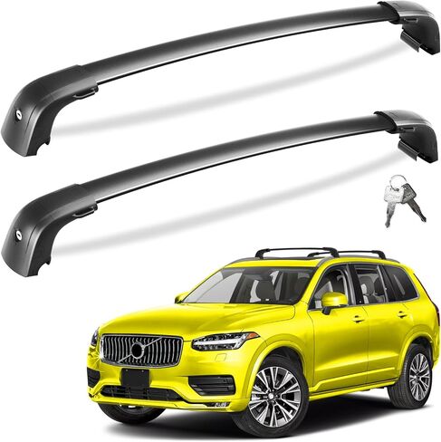 220lbs Lockable Roof Rack Cross Bars Compatible with Volvo XC90 XC-90 2016-2025,Heavy Duty Aluminum Roof Rails Crossbars Cargo Bars Canoe Snowboard Rooftop Black Carrier Luggage in Saudi Arabia