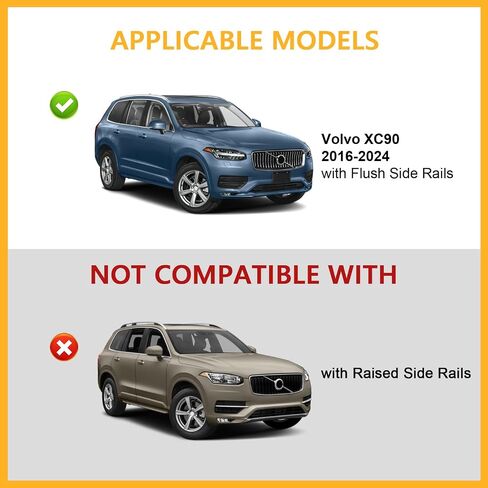 220lbs Lockable Roof Rack Cross Bars Compatible with Volvo XC90 XC-90 2016-2025,Heavy Duty Aluminum Roof Rails Crossbars Cargo Bars Canoe Snowboard Rooftop Black Carrier Luggage in Saudi Arabia