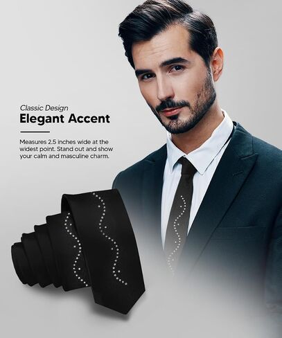 Slim Skinny Rhinestone Ties for Men & Women - Glitter Sparkly Ties for Men & Women in Saudi Arabia