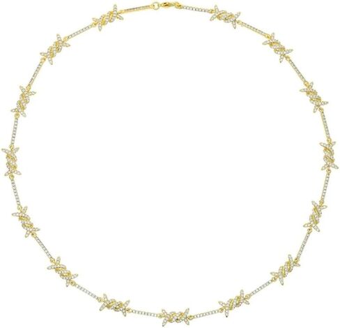 925 قلادة سلكية شائكة القلب الفضية الفضية للرجال والنساء - 14K الذهب الأصفر الذهب barbwire القليل من الأشواك سلسلة الهدايا المجوهر in Kuwait