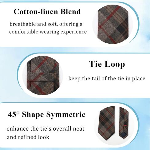 Ties for Men Cotton Mens Tie, Skinny Plaid Striped Tie Cashmere Wool Necktie for Business Graduation Wedding in Saudi Arabia