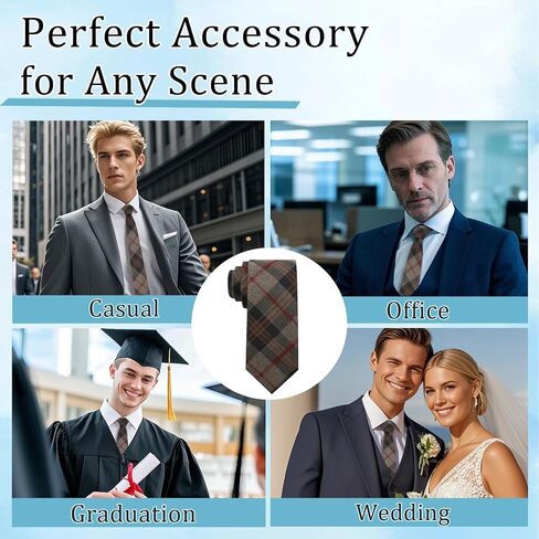 Ties for Men Cotton Mens Tie, Skinny Plaid Striped Tie Cashmere Wool Necktie for Business Graduation Wedding in Saudi Arabia