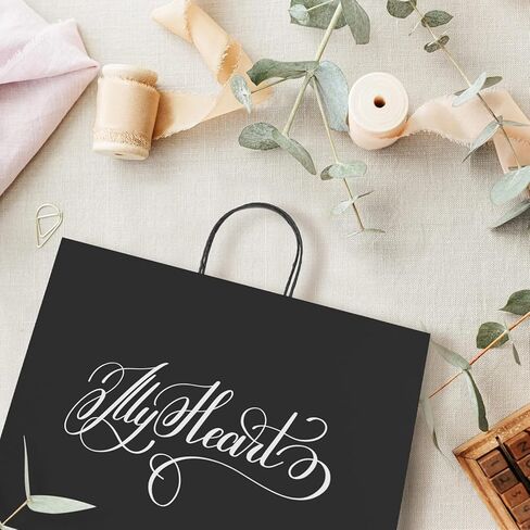 GSSUSA Large White Paper Bags 16x6x12'' 200Pcs Recycled Gift Bags Kraft Bag With Handles For Business, Party, Boutique, Retail, Wedding, Shopping, Halloween, Christmas in Kuwait