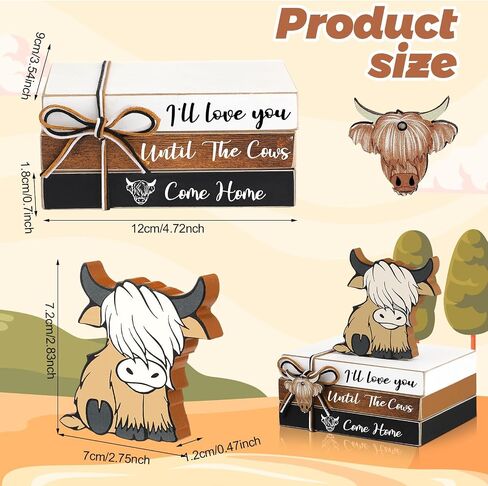 Yookeer 4 PCS Coffee Bar Decor Mini Coffee Bar Accessories Sign Tiered Tray Decor Wood Book Stacks Wooden Book Rustic Farmhouse Table Sign in Saudi Arabia