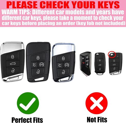 Key Fob Cover with Diamond Keychain Car Key Holder Compatible with VW Volkswagen Atlas Tiguan Passat Jetta GLI Taos Arteon Smart Remote Key Protector for Women, (Silver-Heart) in Saudi Arabia