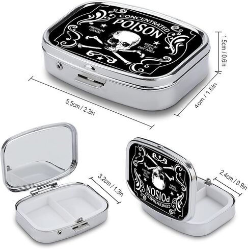 Metal 2 Compartment Pill Organizer Travel Friendly Portable Compact Pill Box Cute Pill Case to Hold Vitamins/Fish Oil/Supplements/Meds/Tablet for Purse/Pocket (Concentrated Poison) 1 in Saudi Arabia