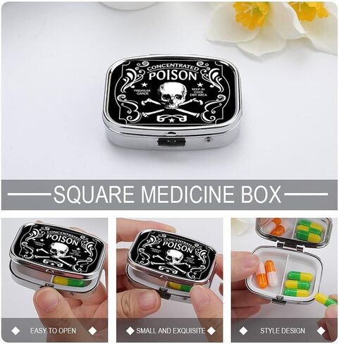 Metal 2 Compartment Pill Organizer Travel Friendly Portable Compact Pill Box Cute Pill Case to Hold Vitamins/Fish Oil/Supplements/Meds/Tablet for Purse/Pocket (Concentrated Poison) 1 in Saudi Arabia
