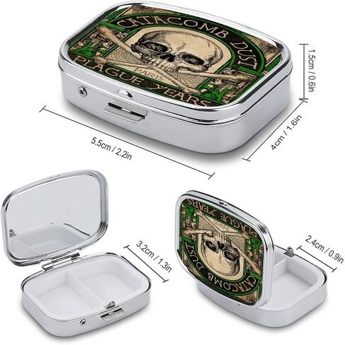 Metal 2 Compartment Pill Organizer Travel Friendly Portable Compact Pill Box Cute Pill Case to Hold Vitamins/Fish Oil/Supplements/Meds/Tablet for Purse/Pocket (Concentrated Poison) 1 in Saudi Arabia