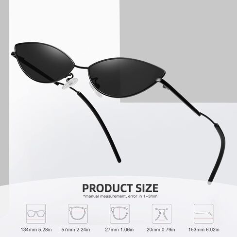 MEETSUN Retro Vintage Cat Eye Sunglasses For Women Men Narrow Small Oval Glasses Petals Shape Curved Temple Design in Kuwait