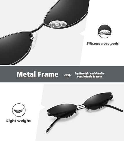 MEETSUN Retro Vintage Cat Eye Sunglasses For Women Men Narrow Small Oval Glasses Petals Shape Curved Temple Design in Kuwait