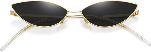 MEETSUN Retro Vintage Cat Eye Sunglasses For Women Men Narrow Small Oval Glasses Petals Shape Curved Temple Design in Kuwait
