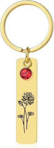 YeGieonr Birth Flower Keychains for Women, Key Chains Women Cute, Cool Keyring Gifts for Mom Grandma Daughter Friends in Kuwait