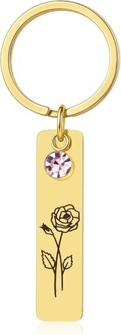 YeGieonr Birth Flower Keychains for Women, Key Chains Women Cute, Cool Keyring Gifts for Mom Grandma Daughter Friends in Kuwait