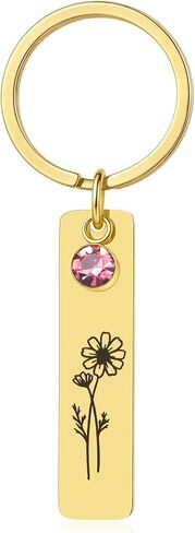 YeGieonr Birth Flower Keychains for Women, Key Chains Women Cute, Cool Keyring Gifts for Mom Grandma Daughter Friends in Kuwait