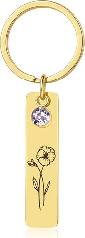 YeGieonr Birth Flower Keychains for Women, Key Chains Women Cute, Cool Keyring Gifts for Mom Grandma Daughter Friends in Kuwait