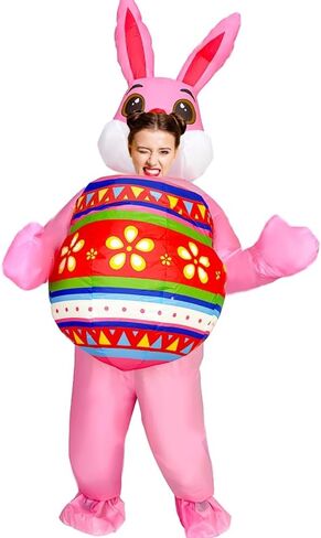 Inflatable Easter Bunny Costume Adult Blow up Easter Egg Rabbit Outfit Funny Bunny Mascot Costume Suit for Women Men in Saudi Arabia