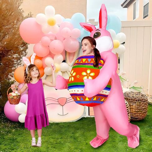 Inflatable Easter Bunny Costume Adult Blow up Easter Egg Rabbit Outfit Funny Bunny Mascot Costume Suit for Women Men in Saudi Arabia