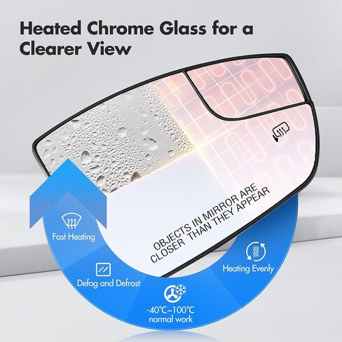 Passenger Side Mirror Glass Replacement for Ford Escape 2013 2014 2015 2016, Ford C-MAX Mirror Glass 2013-2018, Right Heated Mirrors with Rear Holder, CJ5Z17K707B in Saudi Arabia