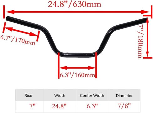 JMCHstore Black 7/8'' Mini Bike Handlebars for Coleman BT200X CT200UEX Motovox MBX10 Mega moto MMB80 Trailmaster MB200 100cc 200cc Mini Bike Parts in Saudi Arabia
