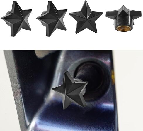 4PCS Star Tire Valve Stem Caps- Five-Pointed Star Shaped Car Wheel Tire Valve Caps with Rubber O-Ring- Car Tire Air Cap Dust Proof Covers- Universal Leak-Proof Wheel Stem Cover for Most Cars (Black) in Saudi Arabia
