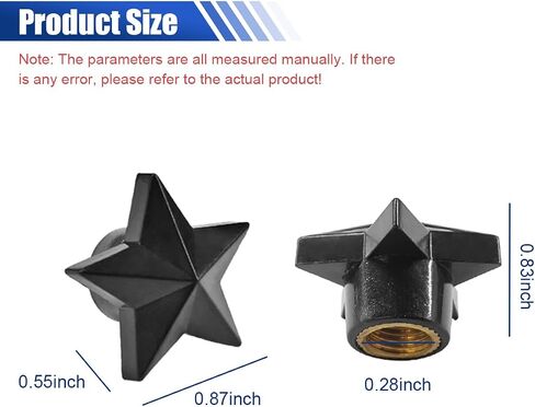 4PCS Star Tire Valve Stem Caps- Five-Pointed Star Shaped Car Wheel Tire Valve Caps with Rubber O-Ring- Car Tire Air Cap Dust Proof Covers- Universal Leak-Proof Wheel Stem Cover for Most Cars (Black) in Saudi Arabia