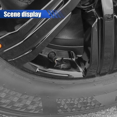 4PCS Star Tire Valve Stem Caps- Five-Pointed Star Shaped Car Wheel Tire Valve Caps with Rubber O-Ring- Car Tire Air Cap Dust Proof Covers- Universal Leak-Proof Wheel Stem Cover for Most Cars (Black) in Saudi Arabia