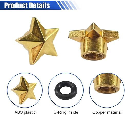 4PCS Star Tire Valve Stem Caps- Five-Pointed Star Shaped Car Wheel Tire Valve Caps with Rubber O-Ring- Car Tire Air Cap Dust Proof Covers- Universal Leak-Proof Wheel Stem Cover for Most Cars (Black) in Saudi Arabia