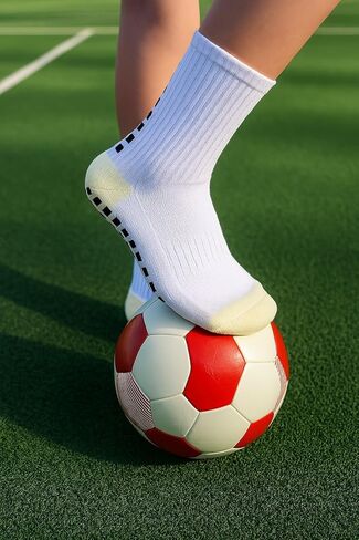 Anti-Slip Grip Socks – 4 Pairs for Men and Women, Cushioned Cotton Athletic Socks for Soccer, Gym, Pilates, Yoga – Breathable, Non-Slip Bottom, One Size (Men 8-12, Women 9-13) in Saudi Arabia