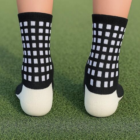 Anti-Slip Grip Socks – 4 Pairs for Men and Women, Cushioned Cotton Athletic Socks for Soccer, Gym, Pilates, Yoga – Breathable, Non-Slip Bottom, One Size (Men 8-12, Women 9-13) in Saudi Arabia