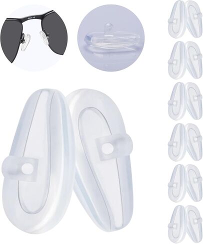 6 Pairs Replacement Silicone Rubber Nose Pieces Compatible with Oakley Wiretap 2.0/Surface Plate/Wingfold/Wingback SQ/Tincup/Tincup 0.5 Ti/Conductor 6(8) Sunglass,Clear in Kuwait