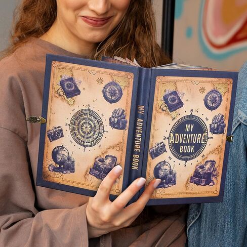 مجموعة سجل القصاصات المصنوعة يدويًا المكونة من 148 صفحة من كتاب المغامرات الخاص بنا - غطاء جلدي منقوش - هدية معلبة مع ملحقات DIY كاملة للأزواج وحفلات الزفاف والذكرى السنوية والمزيد لأروع مغامرات الحياة in Kuwait