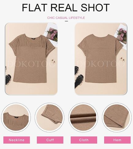 Dokotoo Womens Tops Trendy Crewneck Short Sleeve Summer T Shirts Casual Solid Loose Basic Pleated Blouses in Saudi Arabia