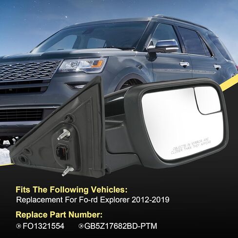 Door Mirror Right Passenger Side Replacement For Ford Explorer 2012-2019, Replace FO1321554 Black 7Pins in Saudi Arabia