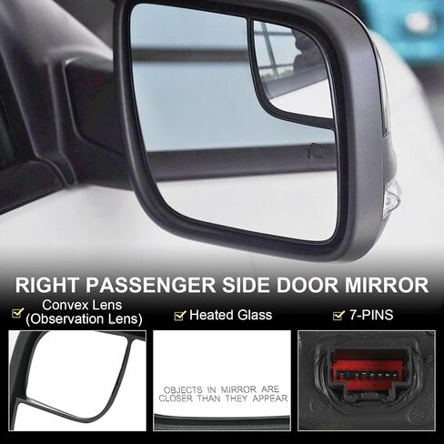 Door Mirror Right Passenger Side Replacement For Ford Explorer 2012-2019, Replace FO1321554 Black 7Pins in Saudi Arabia