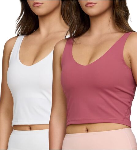 2 Pack Sports Bras for Women Medium Support No Lontwire Longline Prockout Tops for Womens Tops مع حشو قابل للإزالة in Kuwait