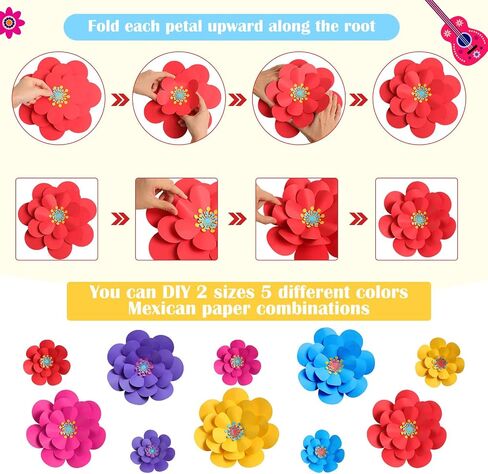 10 مجموعة زهور الورق المكسيكي زخارف الجدار DIY Fiesta Bulletin Board 3D الورق الورق المصنوع يدويًا الزهور الخلفية للمكسيكي وحفل العطلات (الكلاسيكية) in Kuwait