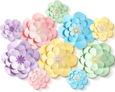 10 مجموعة زهور الورق المكسيكي زخارف الجدار DIY Fiesta Bulletin Board 3D الورق الورق المصنوع يدويًا الزهور الخلفية للمكسيكي وحفل العطلات (الكلاسيكية) in Kuwait