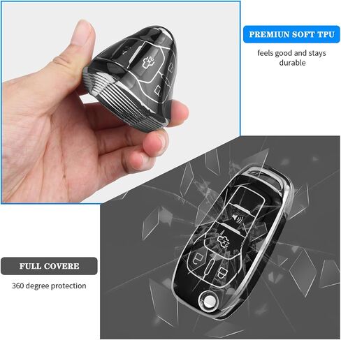 QBUC for Ford Key Fob Cover Soft TPU for Ford Fusion Key FOB fOR 2021-2022 for Ford Bronco Flip Remote Key FOB in Kuwait