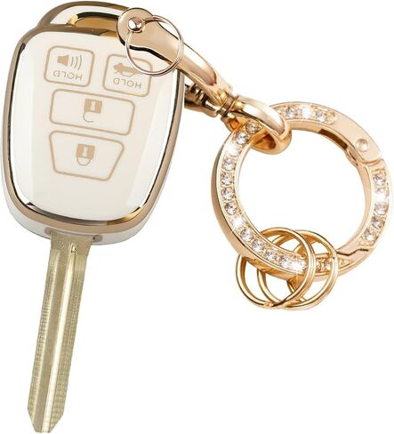 LEERLY Key Fob Cover with Anti-lost Keychain Compatible with Toyota Corolla 2014 2015 2016 2017 2018 2019 Camry 2014-2017 Tacoma 2016-2018 White in Saudi Arabia
