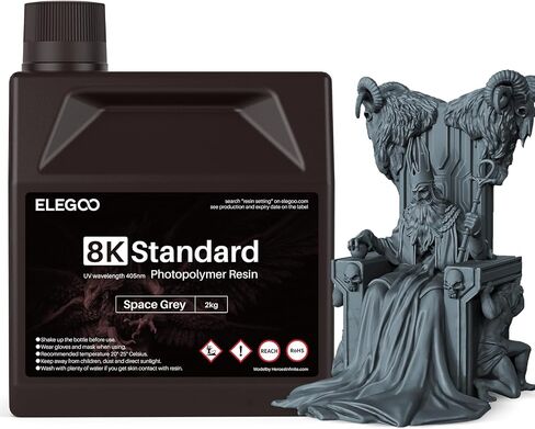 ELEGOO 8K معيار الراتنج فوتوبوليمر الراتنج 40nm طابعة ثلاثية الأبعاد الراتنج ل Saturn 2 LCD طباعة ثلاثية الأبعاد الفضاء رمادي 1000G in Kuwait