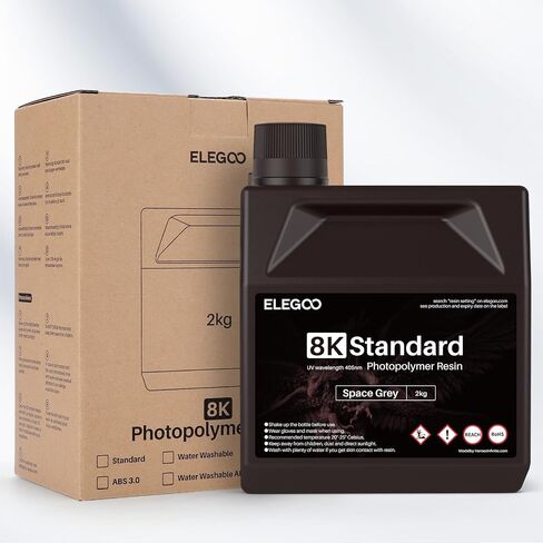 ELEGOO 8K معيار الراتنج فوتوبوليمر الراتنج 40nm طابعة ثلاثية الأبعاد الراتنج ل Saturn 2 LCD طباعة ثلاثية الأبعاد الفضاء رمادي 1000G in Kuwait