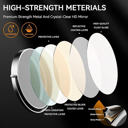 1X/20X Wall Mounted Makeup Mirror, 8'' 20X Magnifying Double-Sided Mirror with Tweezers, Bathroom Vanity Makeup Mirror, Cosmetic Mirror with 360 Rotation Extendable Swivel Arm, Chrome in Kuwait
