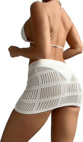 Floerns Women's Hollow Out Crochet Beachwear Cover Up Skirt Without Bikini in Saudi Arabia