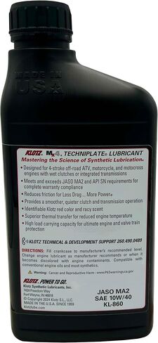 Klotz MX-4 TechniPlate, Hi-Performance Synthetic Motor Oil Lubricant for 4-Stroke Off-Road Racing Motorcycle & ATV Engines | 10W-40 – KL-860 – 1 Quart in Saudi Arabia