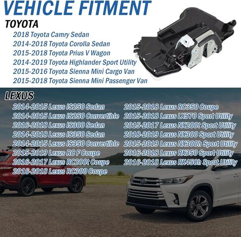 Qagea الأمامية اليسرى السائق الجانبي قفل الباب قفل المحرك محرك نوبات لتويوتا Corolla prius v Highlander Sienna exus is250 IS300 IS350 RC300 LX570 NX200T RX350 ، يحل محل 69040-02440 69040-53130 937-909 ، in Saudi Arabia